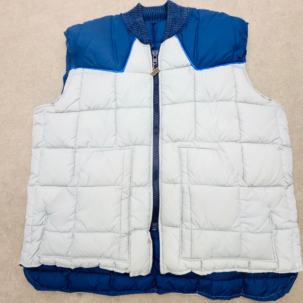 Walls Blizzard-Pruf Insulated Vest Mens XL Blue Gray Quilted Vtg Workwear Puffer